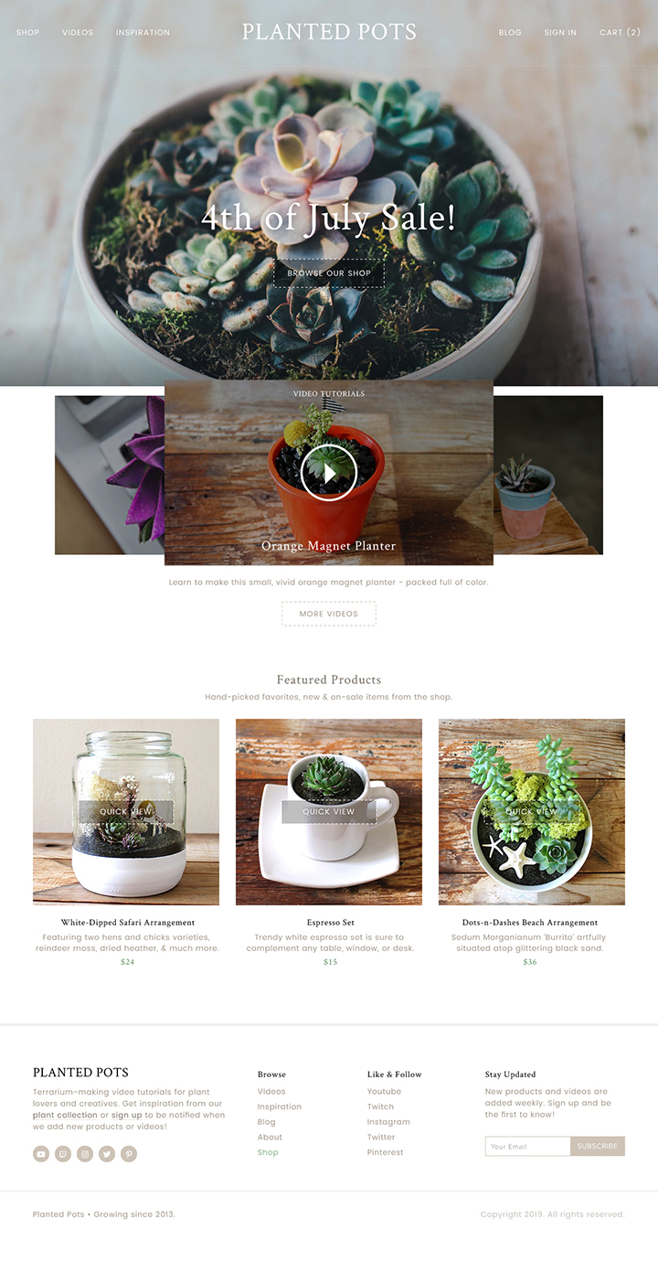Planted Pots website